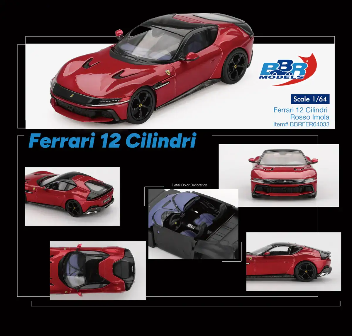 BBR 1/64 Ferrari 12 Cilindri Rosso Imola