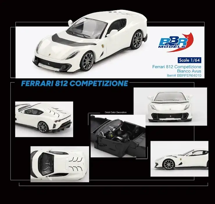 BBR Models 1/64 Ferrari 812 Competizione Bianco Avus