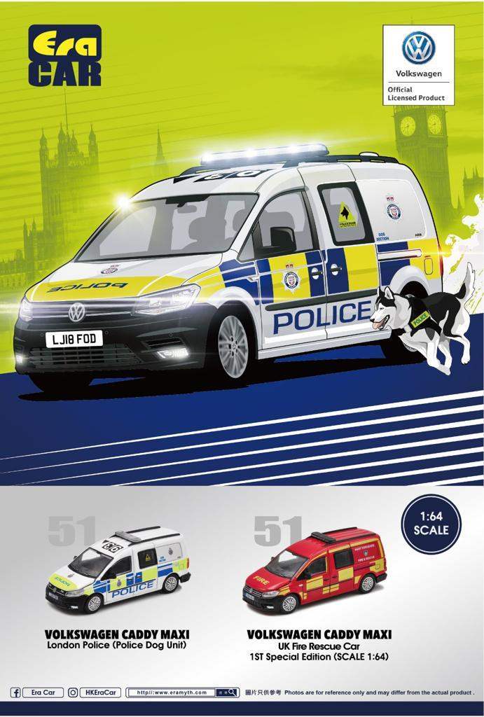 ERA Car #51 Volkswagen Caddy London Police Police Dog Unit (with mini dog figure) Scale 1:64 - Image 2