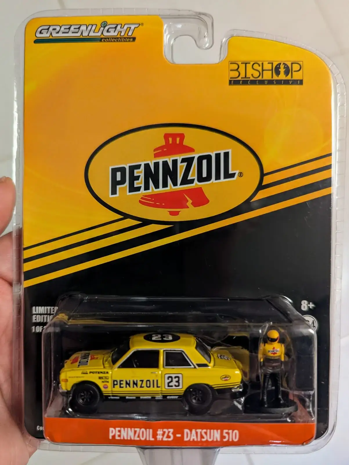 Greenlight 1:64 Scale Pennzoil #23 Datsun 510 Bishop Exclusive
