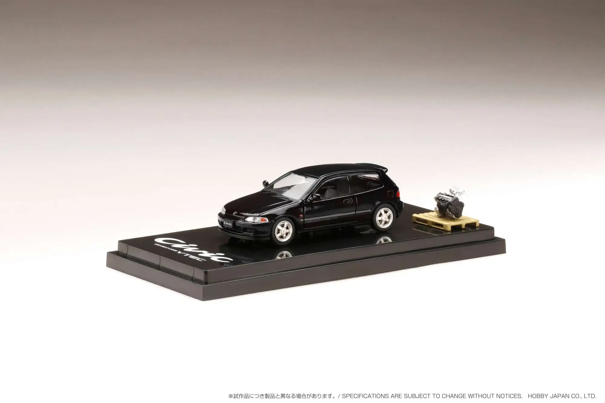 Hobby Japan 1/64 Honda CIVIC Type R (Eg6) SiR-S with Engine Display Model Black