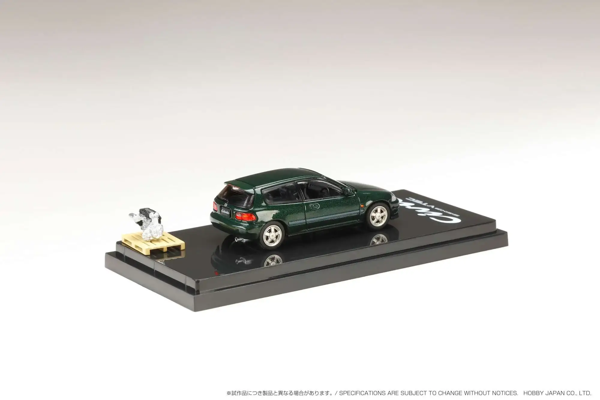 Hobby Japan 1/64 Honda CIVIC Type R (Eg6) SiR-S with Engine Display Model Green Pearl - Image 9