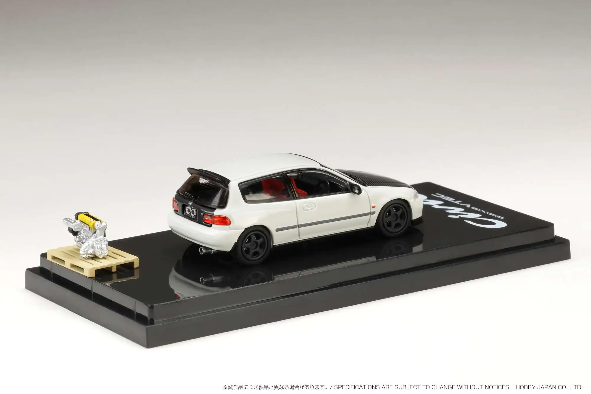 Hobby Japan 1/64 Honda CIVIC Type R (Eg6) JDM Style with Engine Display Model Customized Version White - Image 3