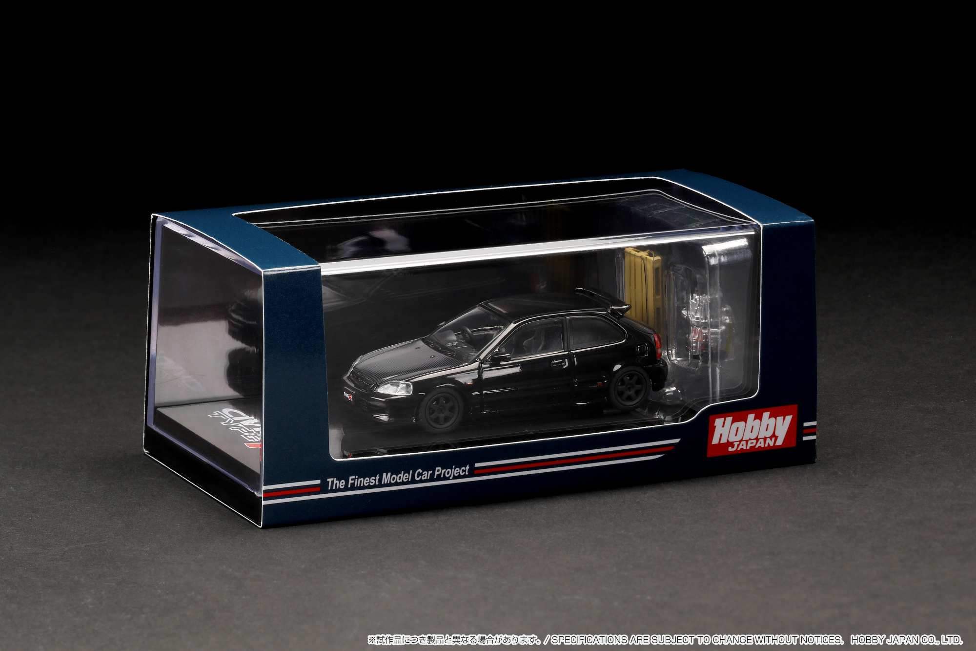 Hobby Japan 1/64 Honda CIVIC Type R (EK9) with Engine Display Model Customized Version Black - Image 2
