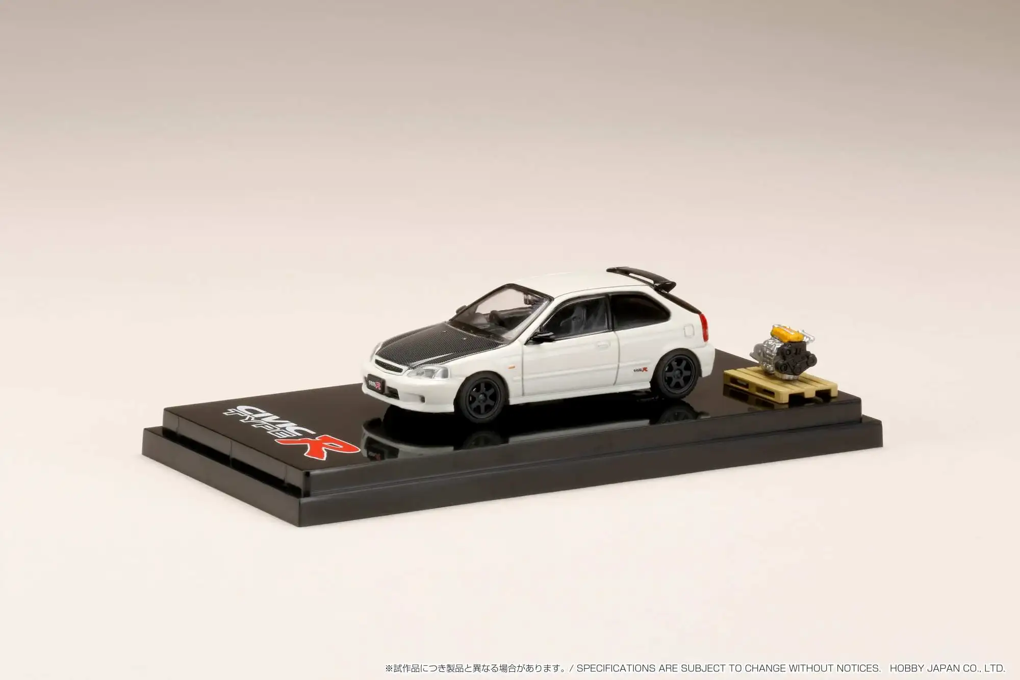 Hobby Japan 1/64 Honda CIVIC Type R (EK9) with Engine Display Model Customized Version White