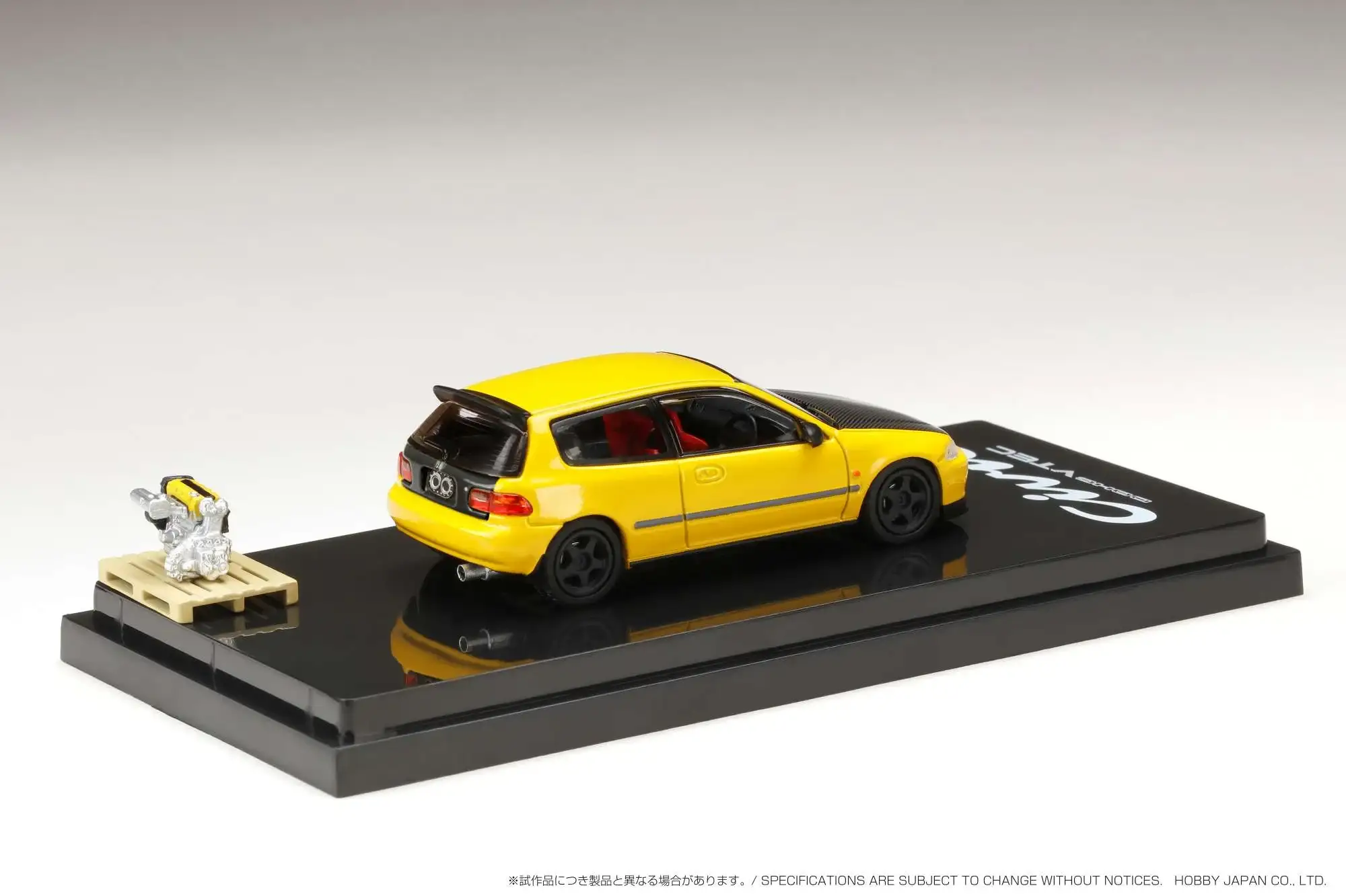 Hobby Japan 1/64 Honda CIVIC Type R (Eg6) JDM Style with Engine Display Model Customized Version Yellow - Image 5