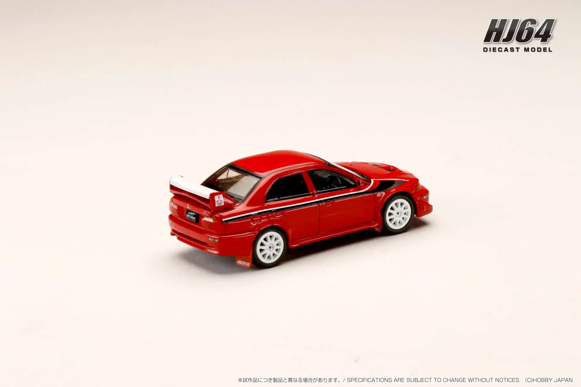 Hobby Japan 1/64 MITSUBISHI LANCER GSR EVOLUTION 6 (T.M.E.) Special Coloring Package (GF-CP9A) 2000 with Mud flap RED - Image 2