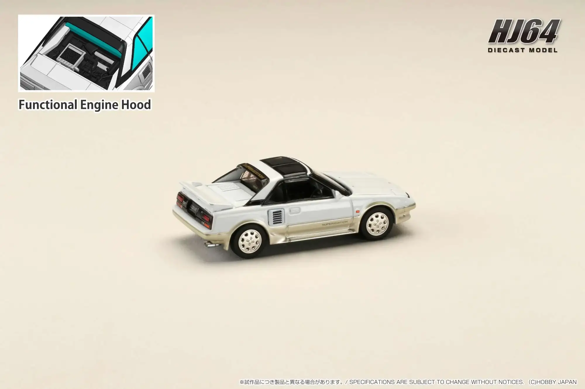 Hobby Japan 1/64 Toyota MR2 1600G-LIMITED SUPER CHARGER / SUPER EDITION 1988 T BAR ROOF White - Image 2