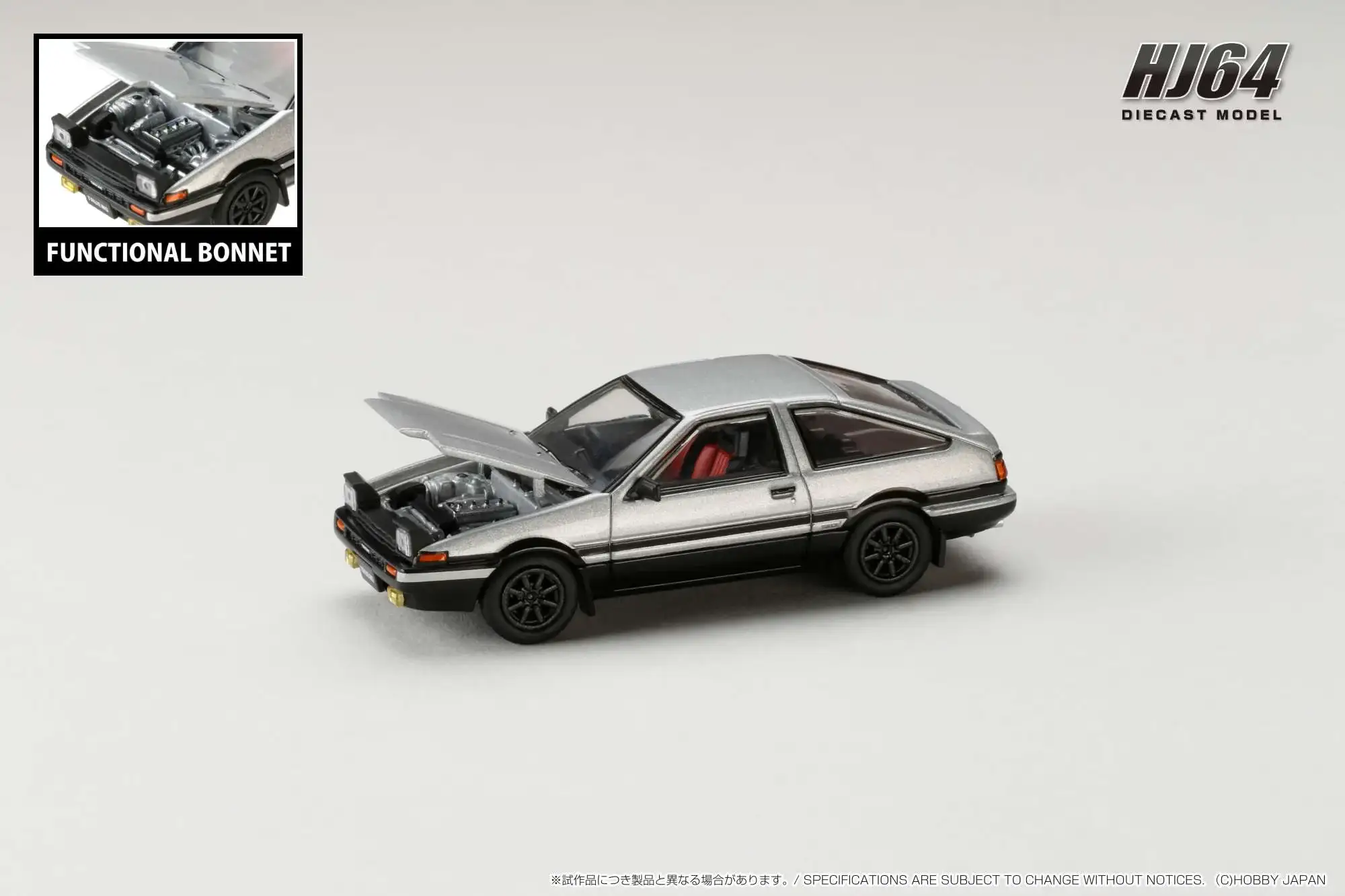 Hobby Japan 1/64 Toyota SPRINTER TRUENO GT APEX (AE86) JDM Style Silver - Image 2