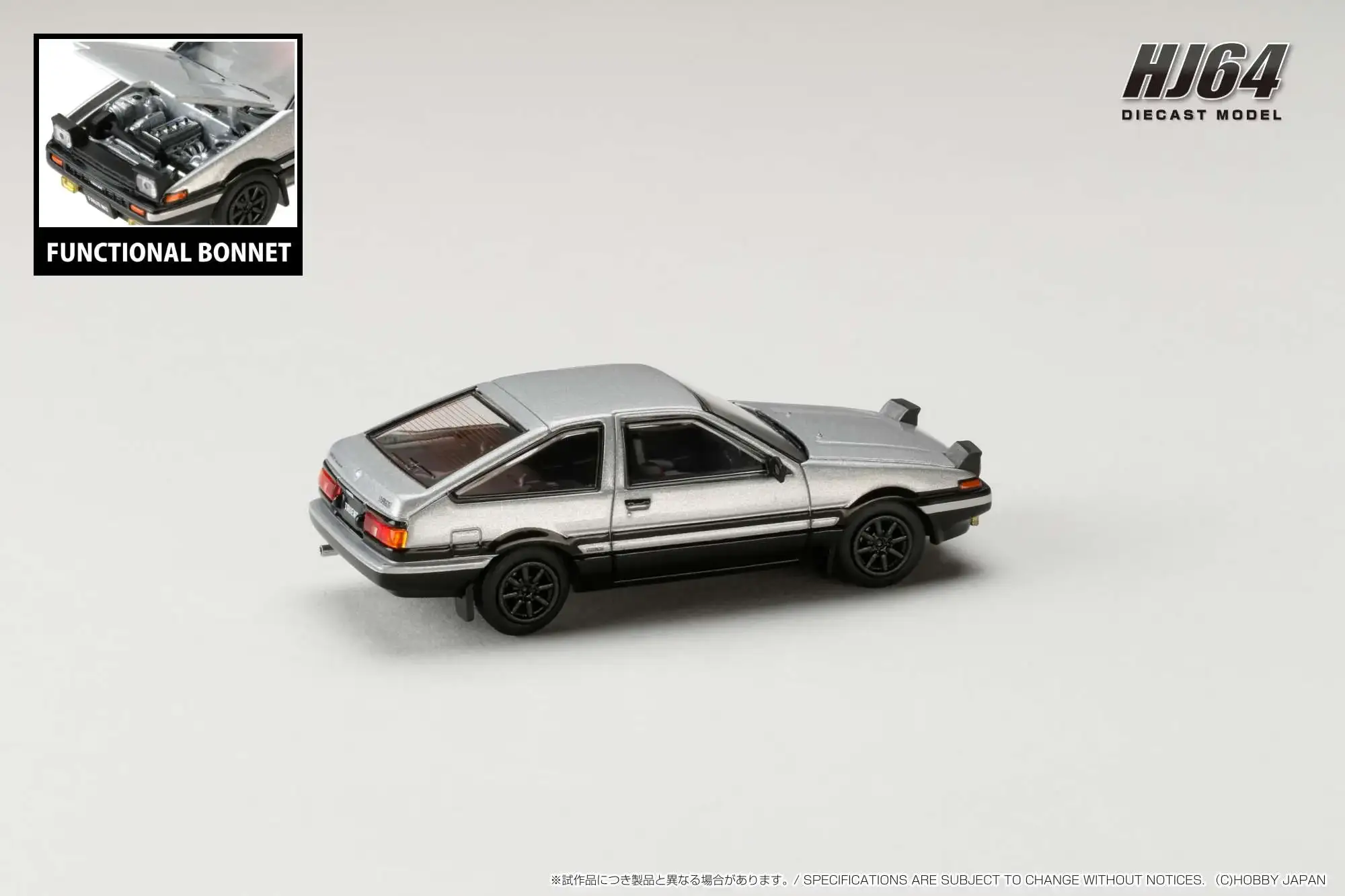 Hobby Japan 1/64 Toyota SPRINTER TRUENO GT APEX (AE86) JDM Style Silver - Image 3