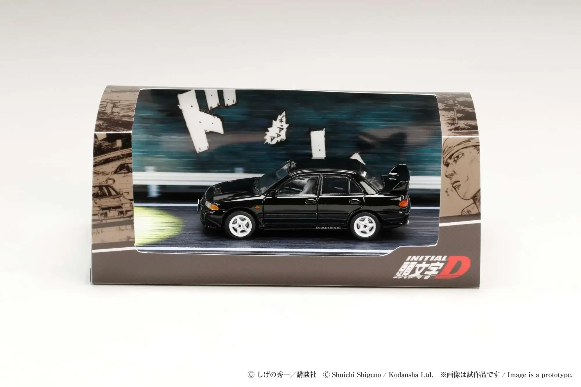 Hobby Japan Initial D 1/64 Mitsubishi Lancer RS Evolution Ⅲ / INITIAL D VS Ryosuke Takahashi With Kyoichi Sudo Figure - Image 2
