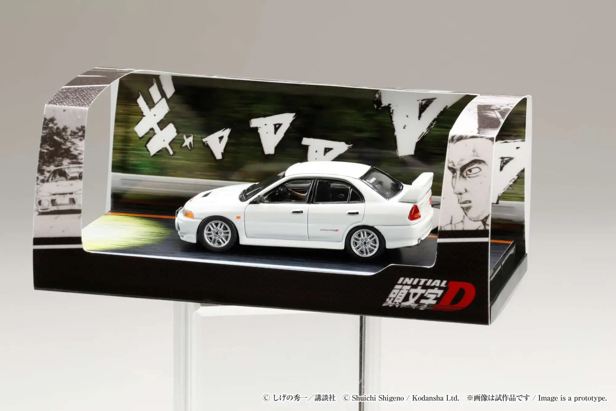 Hobby Japan Initial D 1/64 Mitsubishi Lancer RS Evolution Ⅳ / INITIAL D VS Takumi Fujiwara With Seiji Iwaki Figure