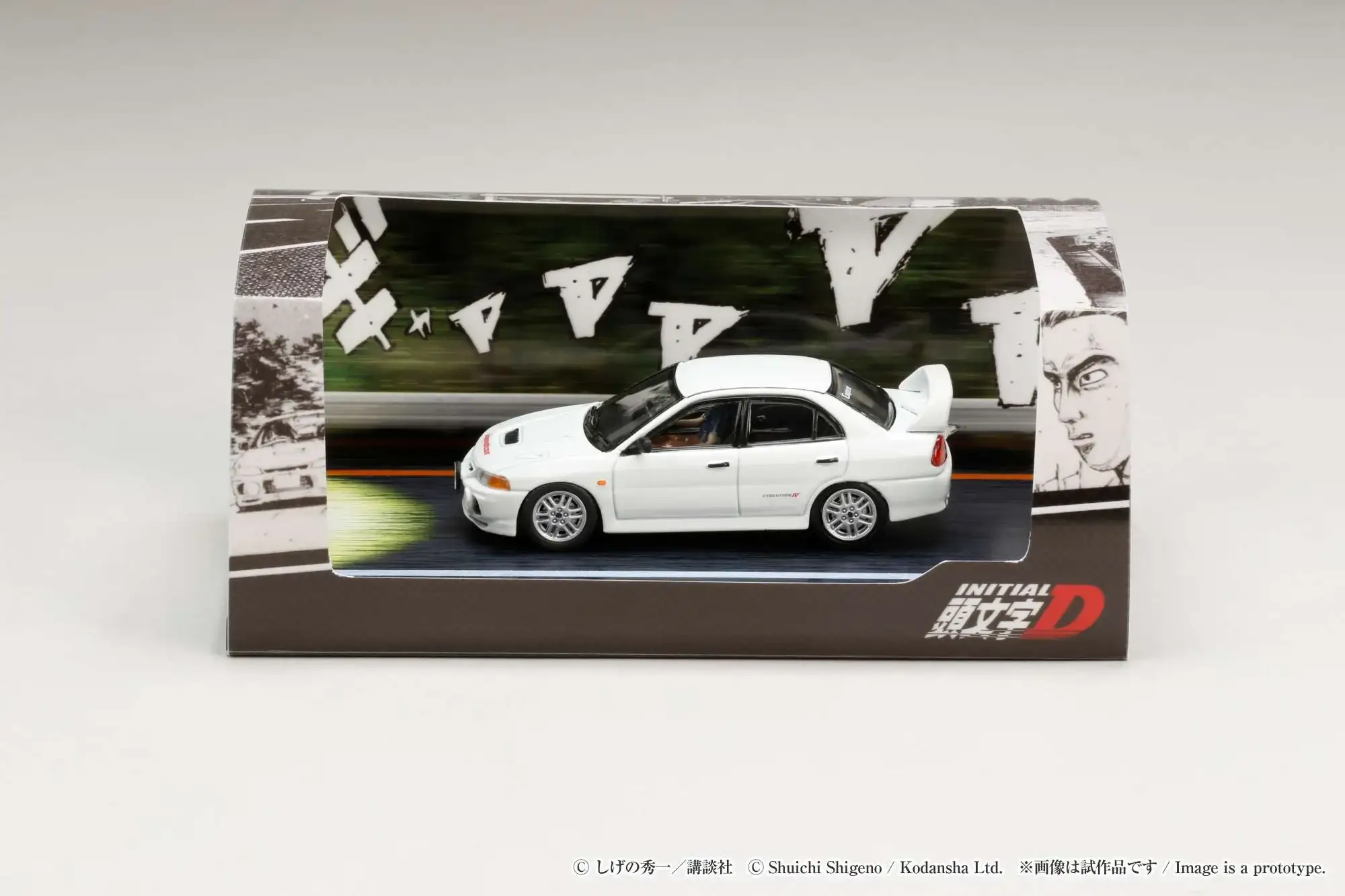 Hobby Japan Initial D 1/64 Mitsubishi Lancer RS Evolution Ⅳ / INITIAL D VS Takumi Fujiwara With Seiji Iwaki Figure - Image 10