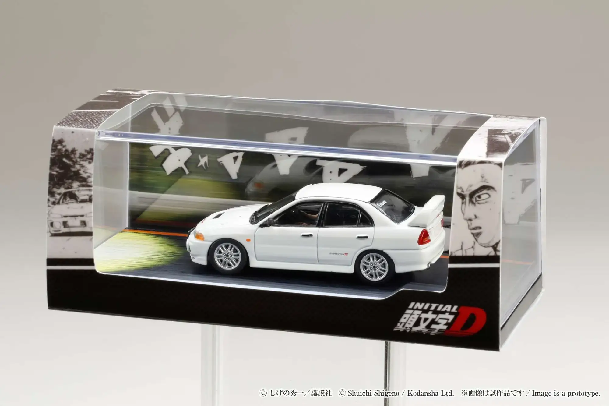 Hobby Japan Initial D 1/64 Mitsubishi Lancer RS Evolution Ⅳ / INITIAL D VS Takumi Fujiwara With Seiji Iwaki Figure - Image 2
