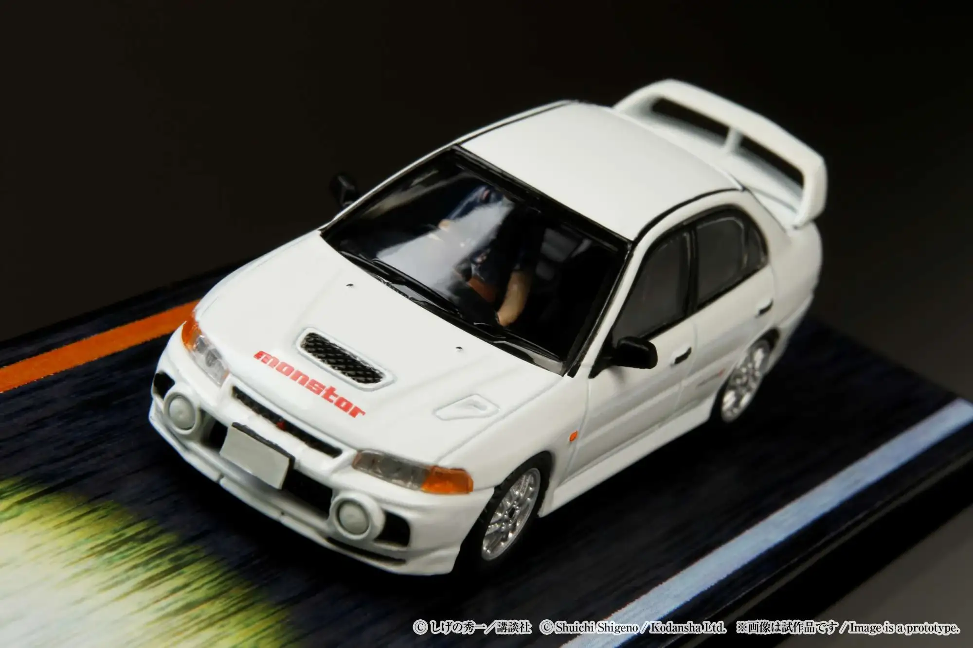 Hobby Japan Initial D 1/64 Mitsubishi Lancer RS Evolution Ⅳ / INITIAL D VS Takumi Fujiwara With Seiji Iwaki Figure - Image 4