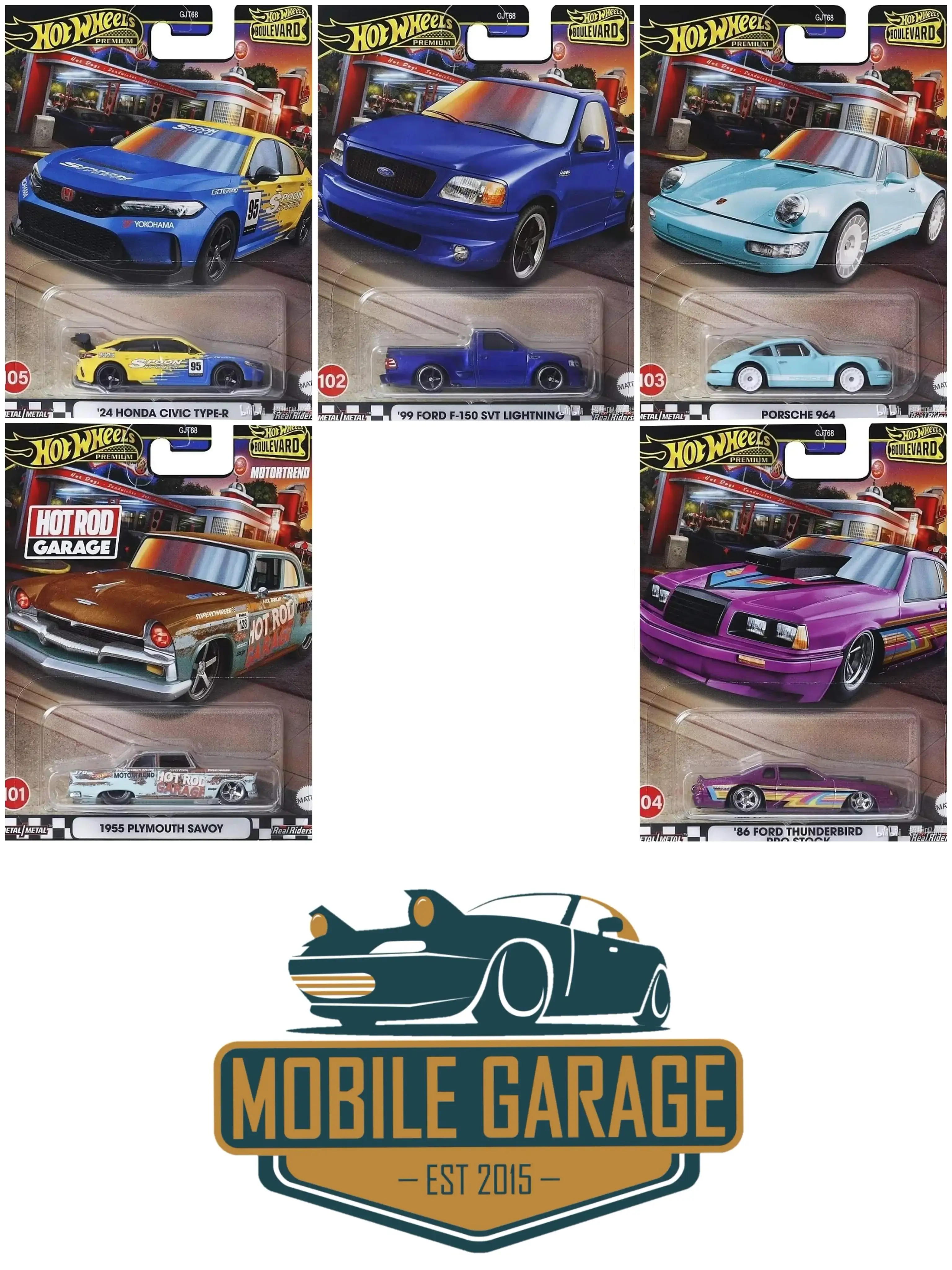 Hot Wheels Boulevard MIX 3 of 2024 Set of 5pcs GJT68-953W #101-105
