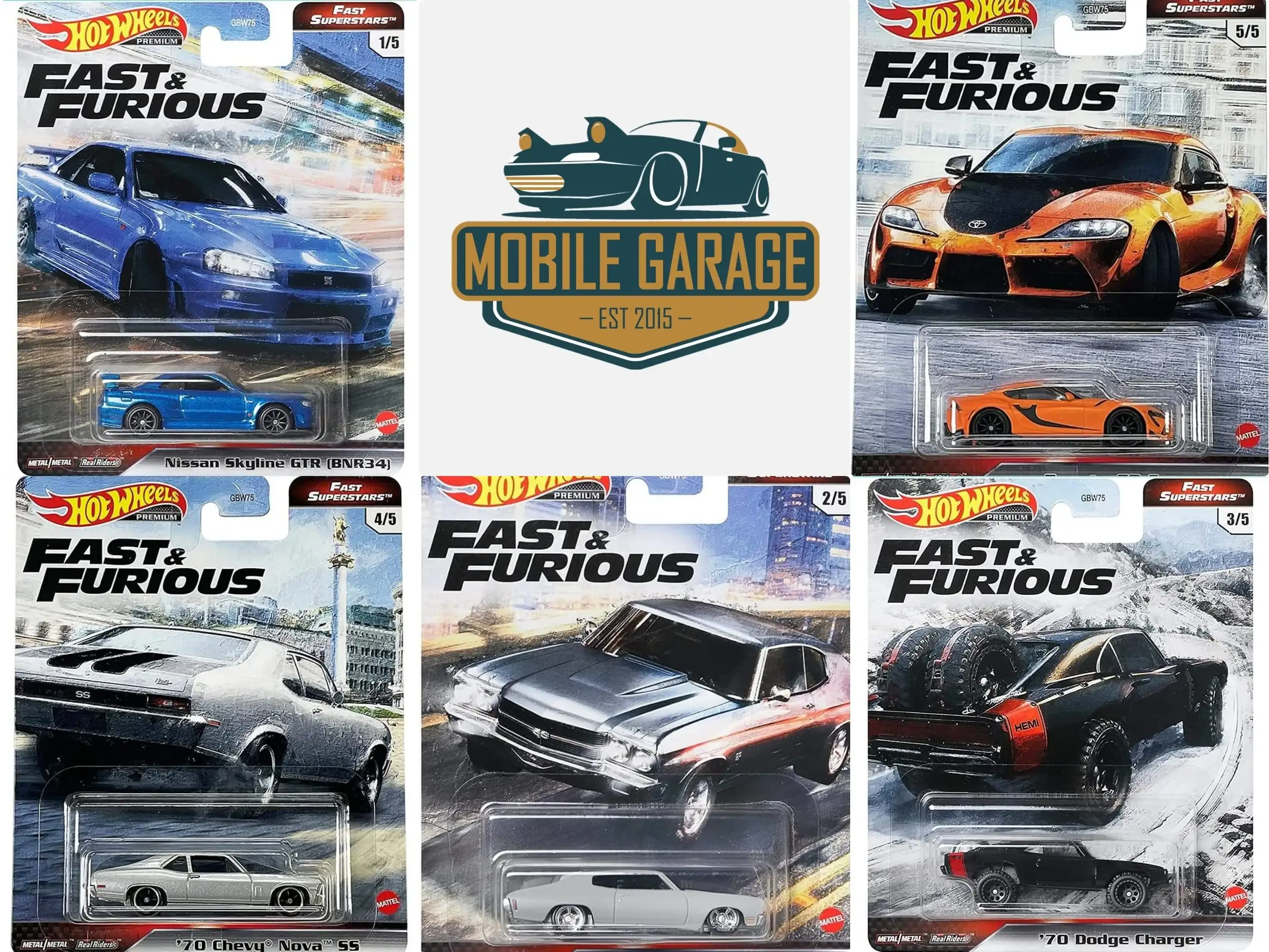 Hot Wheels Car Culture Fast and Furious M case Set of 5pcs