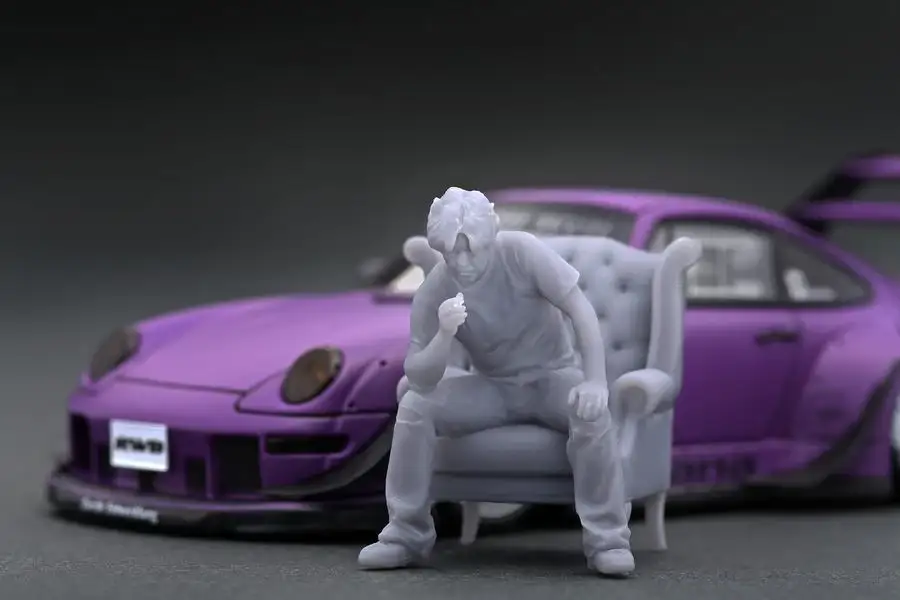 Ignition Model 1:43 Scale IG online shop/event special! IG2322 RWB 993 Rotana Matte Purple With Mr. Nakai sitting on sofa - Image 5