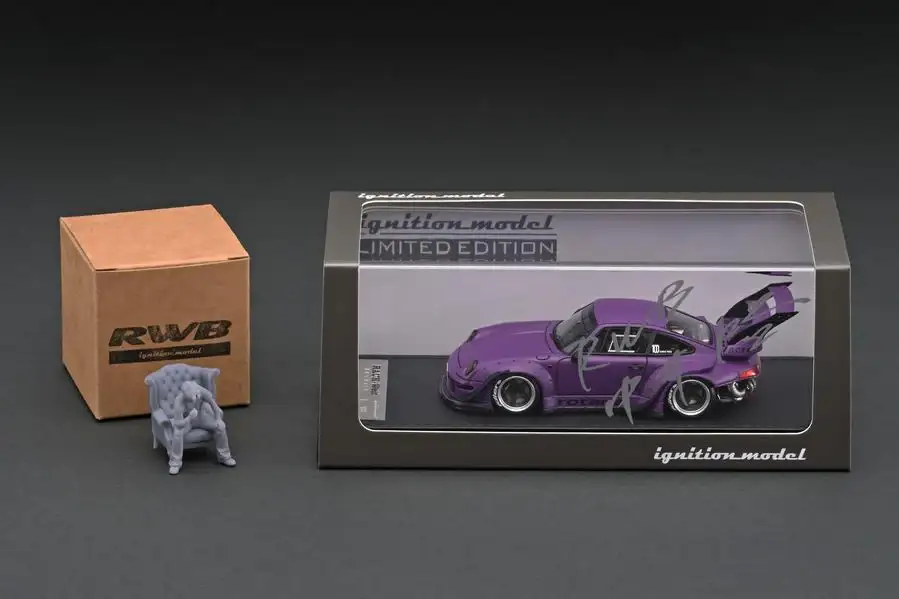 Ignition Model 1:43 Scale IG online shop/event special! IG2322 RWB 993 Rotana Matte Purple With Mr. Nakai sitting on sofa - Image 6