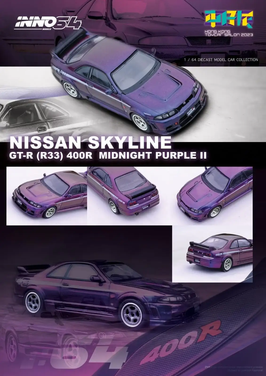 INNO64 1/64 HK Toy Car Salon 23 Exclusive NISSAN SKYLINE GT-R (R33) Nismo 400R Midnight Purple