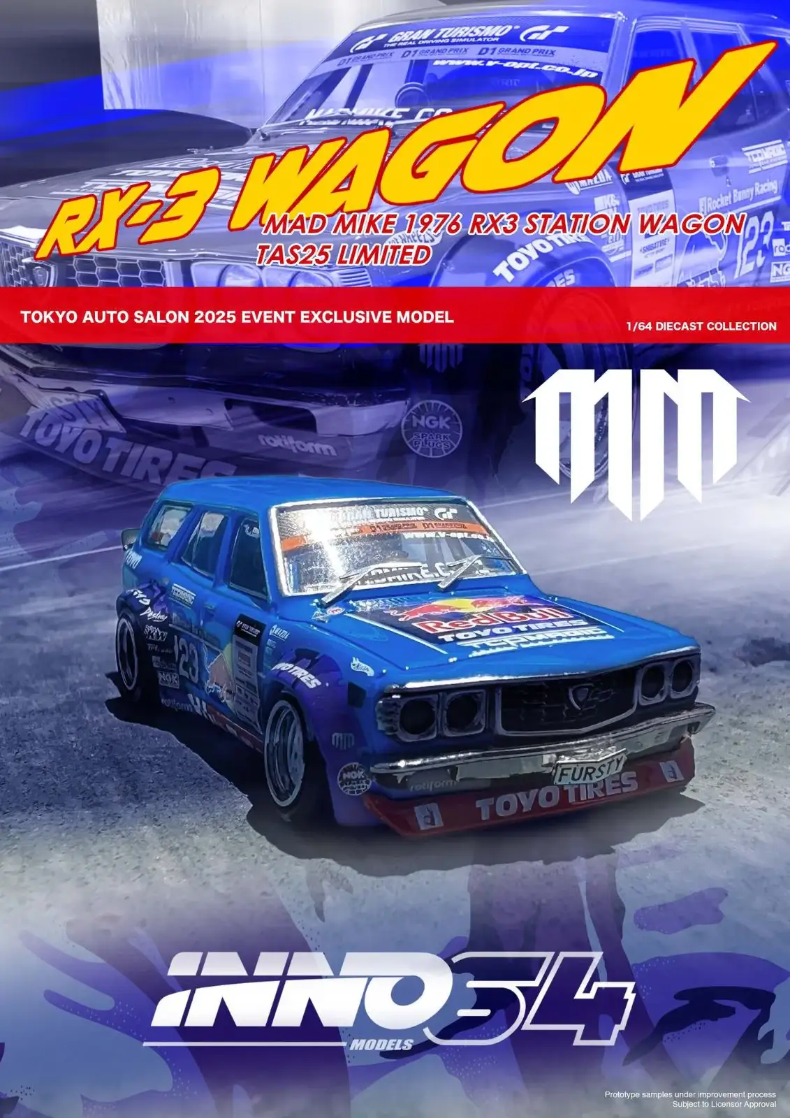 Inno64 1/64 TAS 2025 MAD MIKE 1976 MAZDA RX3 STATION WAGON - Image 2