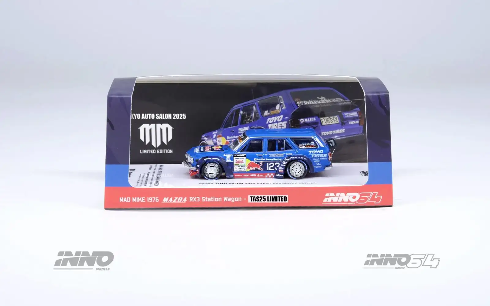 Inno64 1/64 TAS 2025 MAD MIKE 1976 MAZDA RX3 STATION WAGON - Image 3