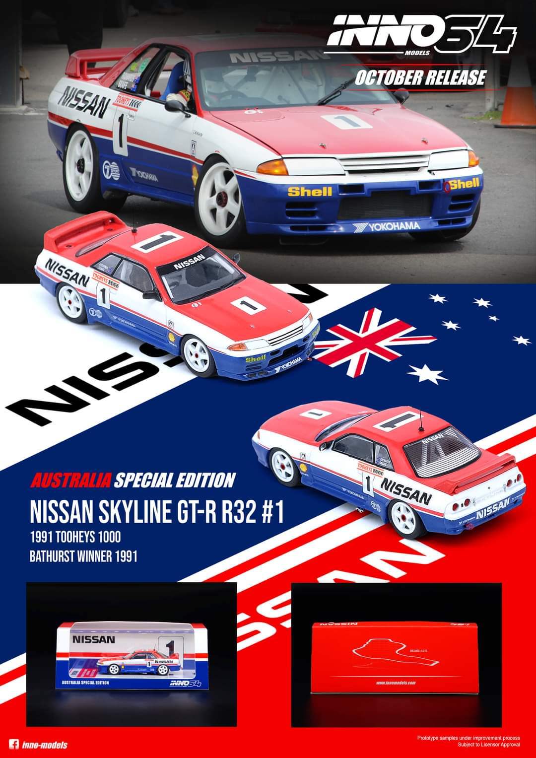 Inno64 1991 Australia Special Edition Nissan Skyline GTR32 #1 1:64 Scale