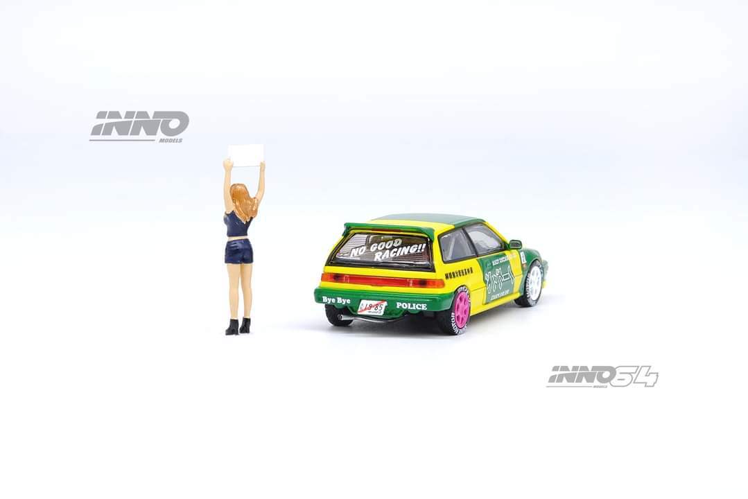 INNO64 Honda Civic EF9 No Good racing Osaka Auto Messe 2019 with show girl scale 1:64 - Image 3