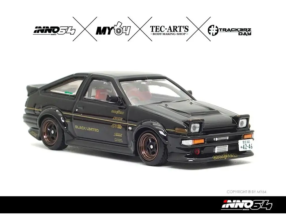 Inno64 1:64 Scale Toyota Sprinter Trueno AE86 Black Limited Tuned by Tec Art’s - Image 3