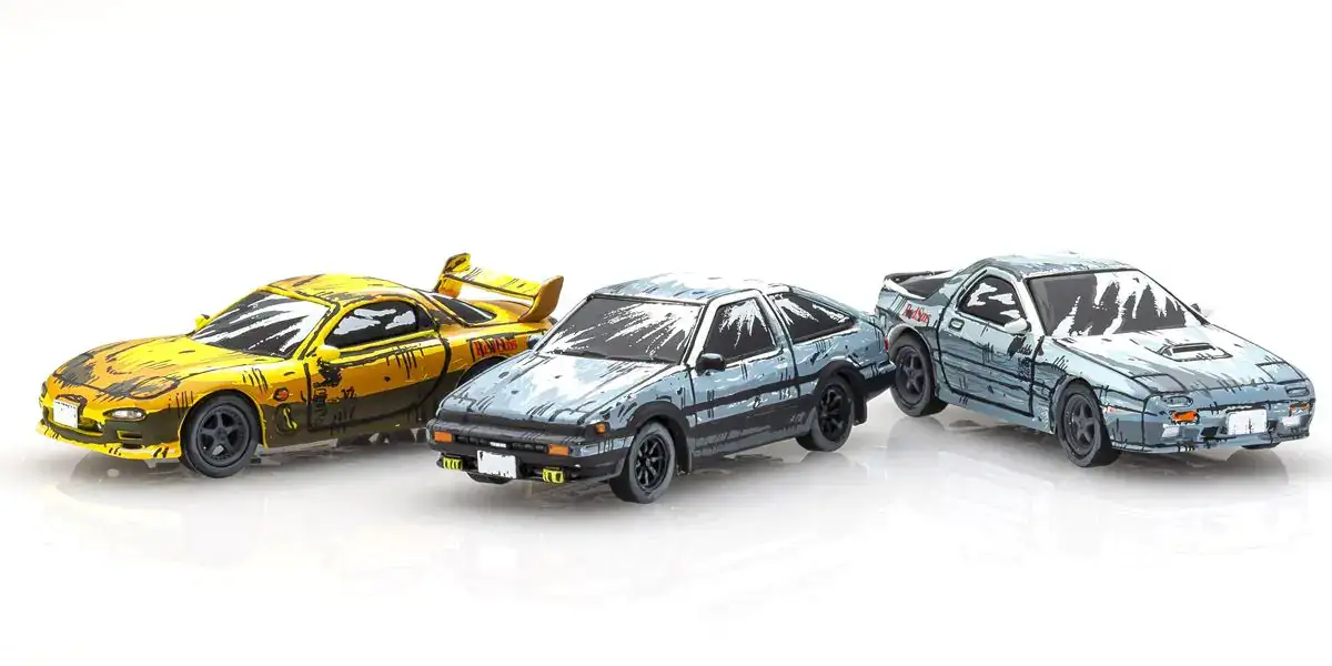 Kyosho Original 1:64 Scale Initial D Cartoon Version 3-Car Set (AE86/FD3S/FC3S) - Image 2
