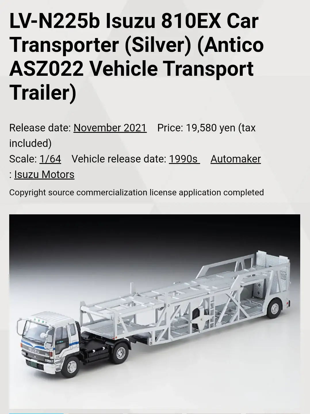 LV-N225b Isuzu 810EX Car Transporter (Silver)