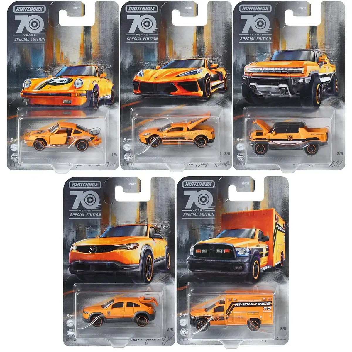 Matchbox 70th Anniversary Moving Parts Vehicles Set of 5