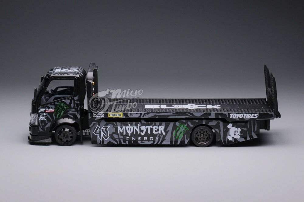Micro turbo 1/64 Monster Hino 300 Flatbed Tow Truck - Image 3