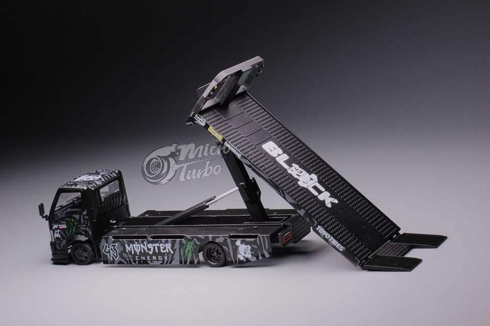 Micro turbo 1/64 Monster Hino 300 Flatbed Tow Truck - Image 5