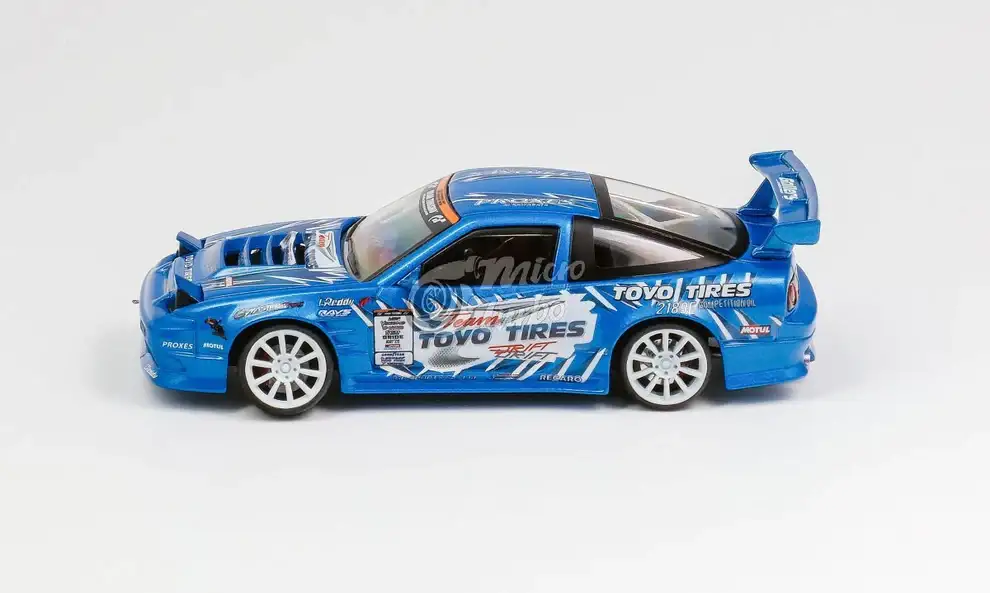 Micro turbo 1:64 Scale Custom Nissan 180SX - Metallic Blue - Image 4