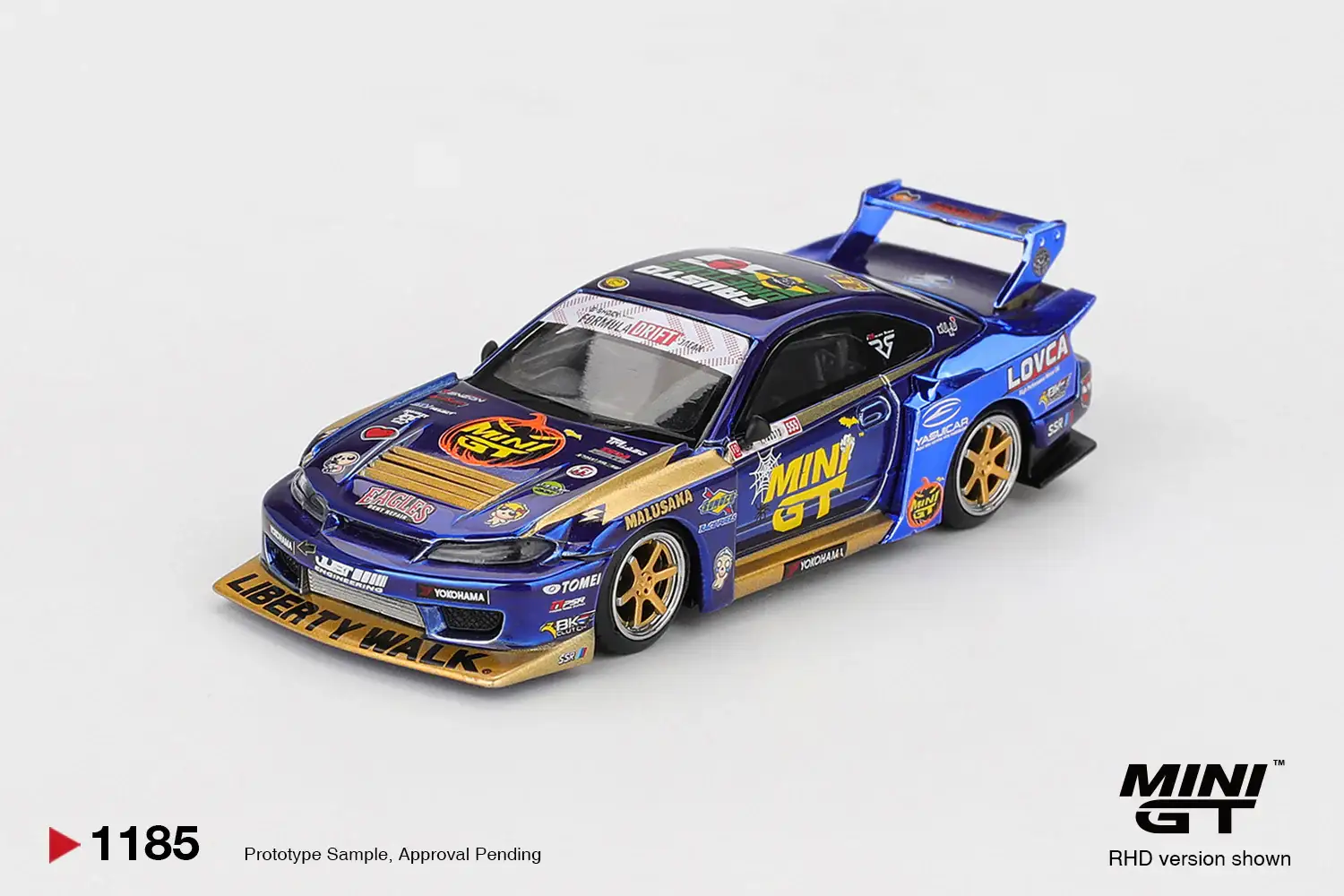 Mini GT #1185 Nissan LB-Super Silhouette S15 SILVIA #555 Team MINI GT Liberty Walk 2025 Formula Drift Halloween Special