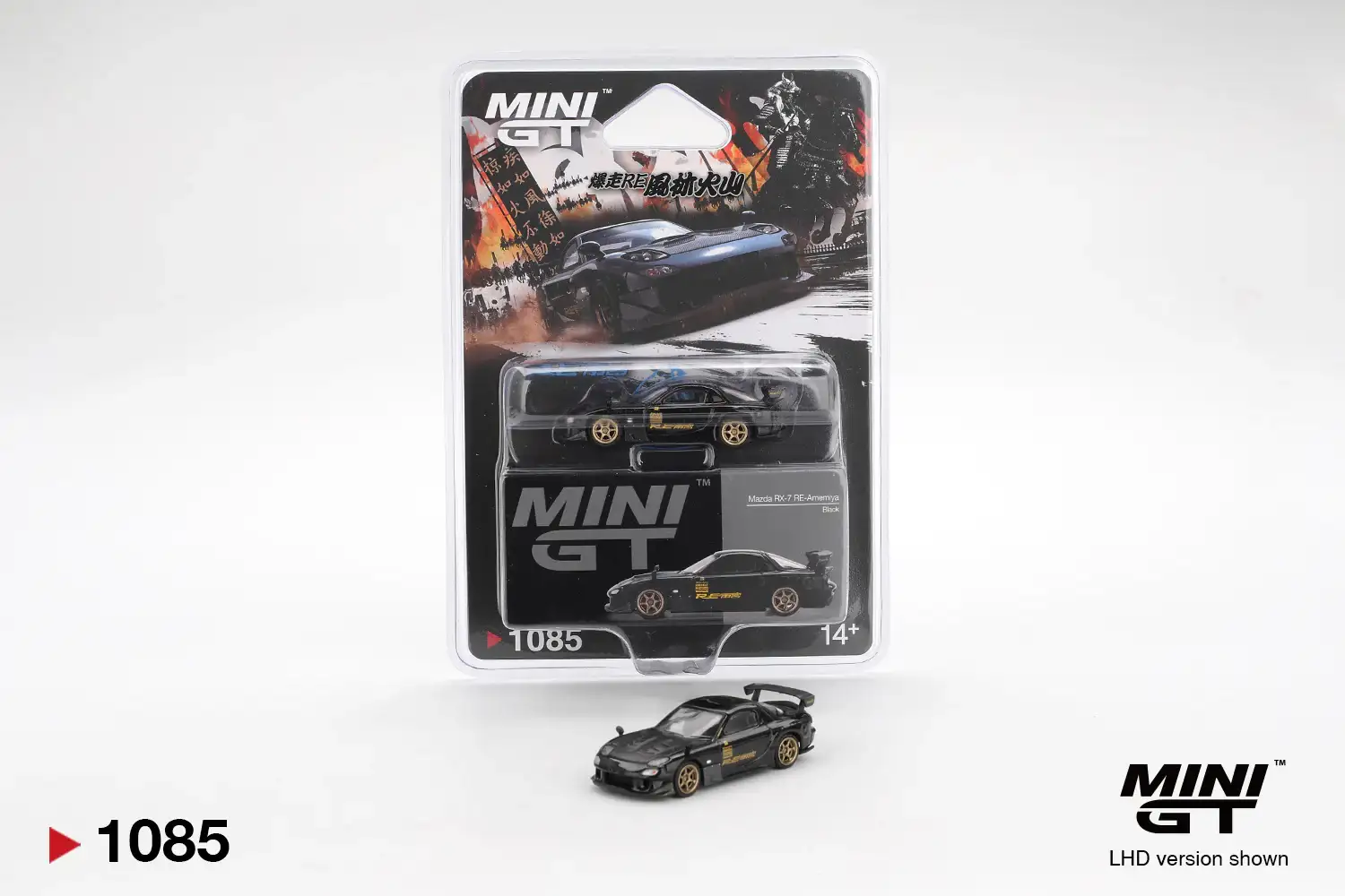 Mini GT 1:64 Scale x Tokyo Auto Salon Hong Kong 2025 #1085 Mazda RX-7 RE-Amemiya Black 爆走RE 風林火山