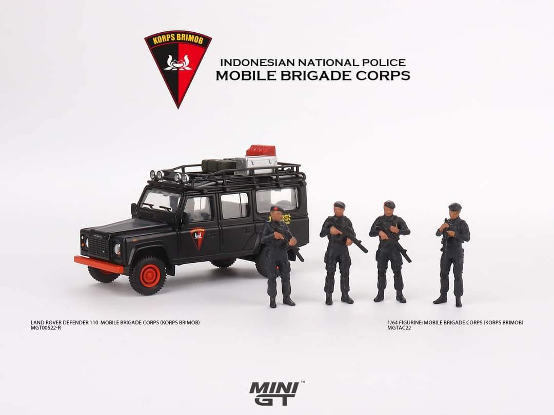 MINI GT #522 1/64 Land Rover Defender 110 Mobile Brigade Corps (KORPS BRIMOB) -EMS Exclusive - Image 3