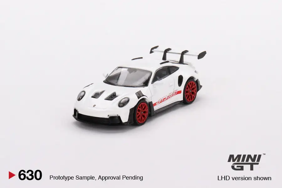 Mini GT #630 Porsche 911 (992) GT3 RS White with Pyro Red Accent Package