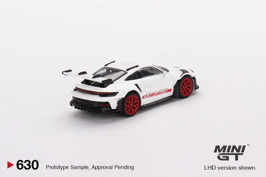 Mini GT #630 Porsche 911 (992) GT3 RS White with Pyro Red Accent Package - Image 2