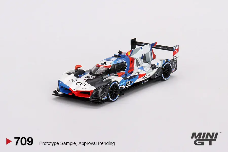 Mini GT #709 BMW M Hybrid V8 #25 BMW M Team RLL 2023 IMSA Sebring 12 Hrs 2nd Place