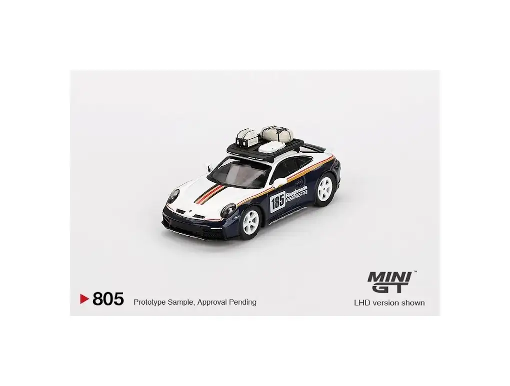 Mini GT #805 Porsche 911 Dakar Rallye Design Package White/Gentian Blue Metallic