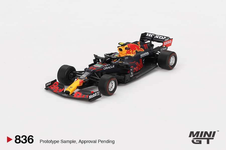MINI GT x Mijo #836 Red Bull RB16B #11 Sergio Pérez 2021 Azerbaijan Grand Prix Winner