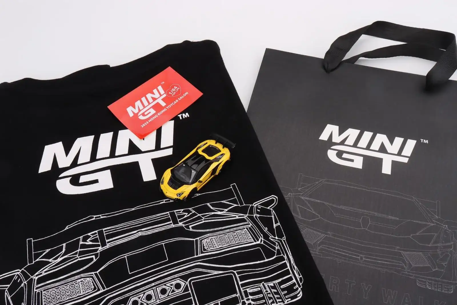 MINI GT HK Toy Car Salon 23 Exclusive #587 Lamborghini LB-Silhouette WORKS Aventador GT EVO Yellow