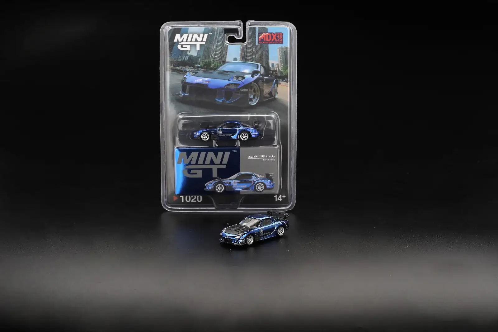 Mini GT MDX 2025 #1020/ #1021 Mazda RX-7 RE-Amemiya Chrome Blue - Image 2