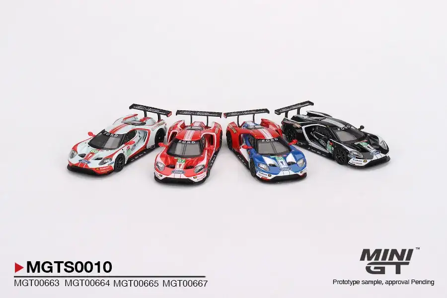 Mini GT MGTS010 Ford GT LMGTE PRO 2019 24 Hrs of Le Mans Ford Chip Ganassi Team 4 Cars Set Limited Edition 3000