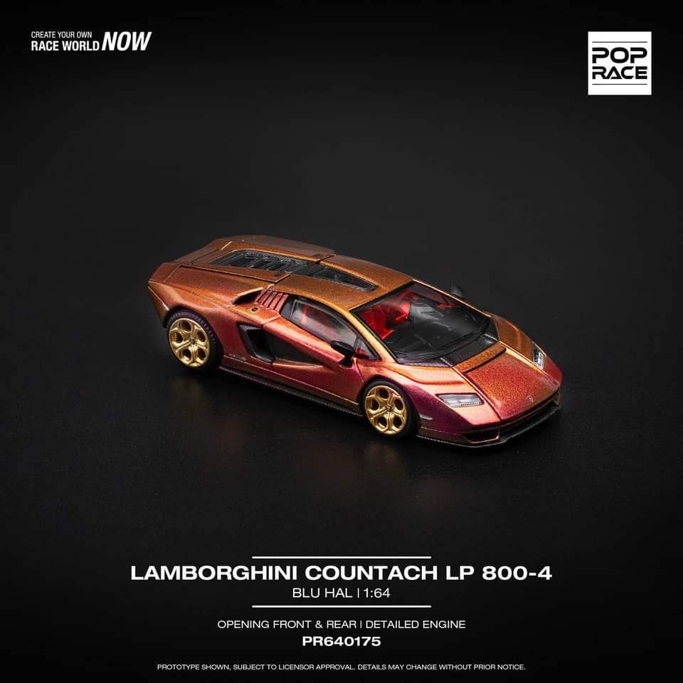Pop Race 1/64 Lamborghini Countach LP800-4 Blu Hal
