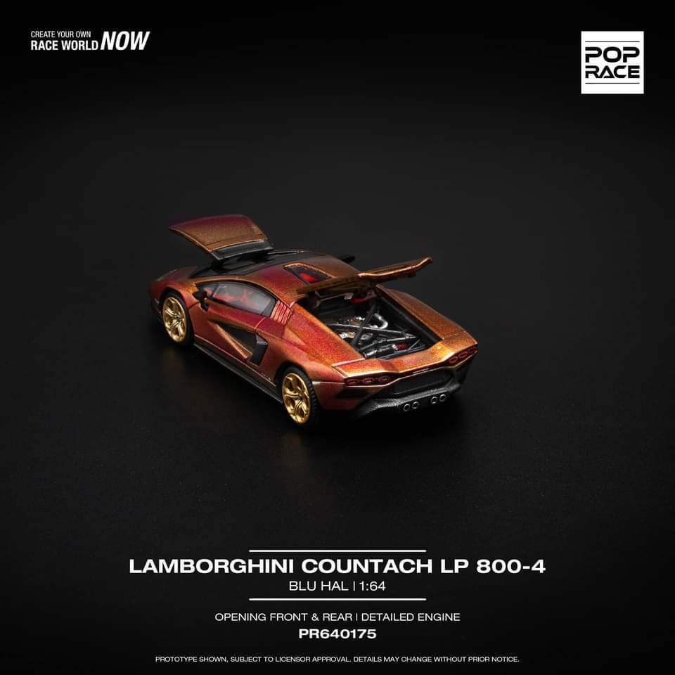 Pop Race 1/64 Lamborghini Countach LP800-4 Blu Hal - Image 2