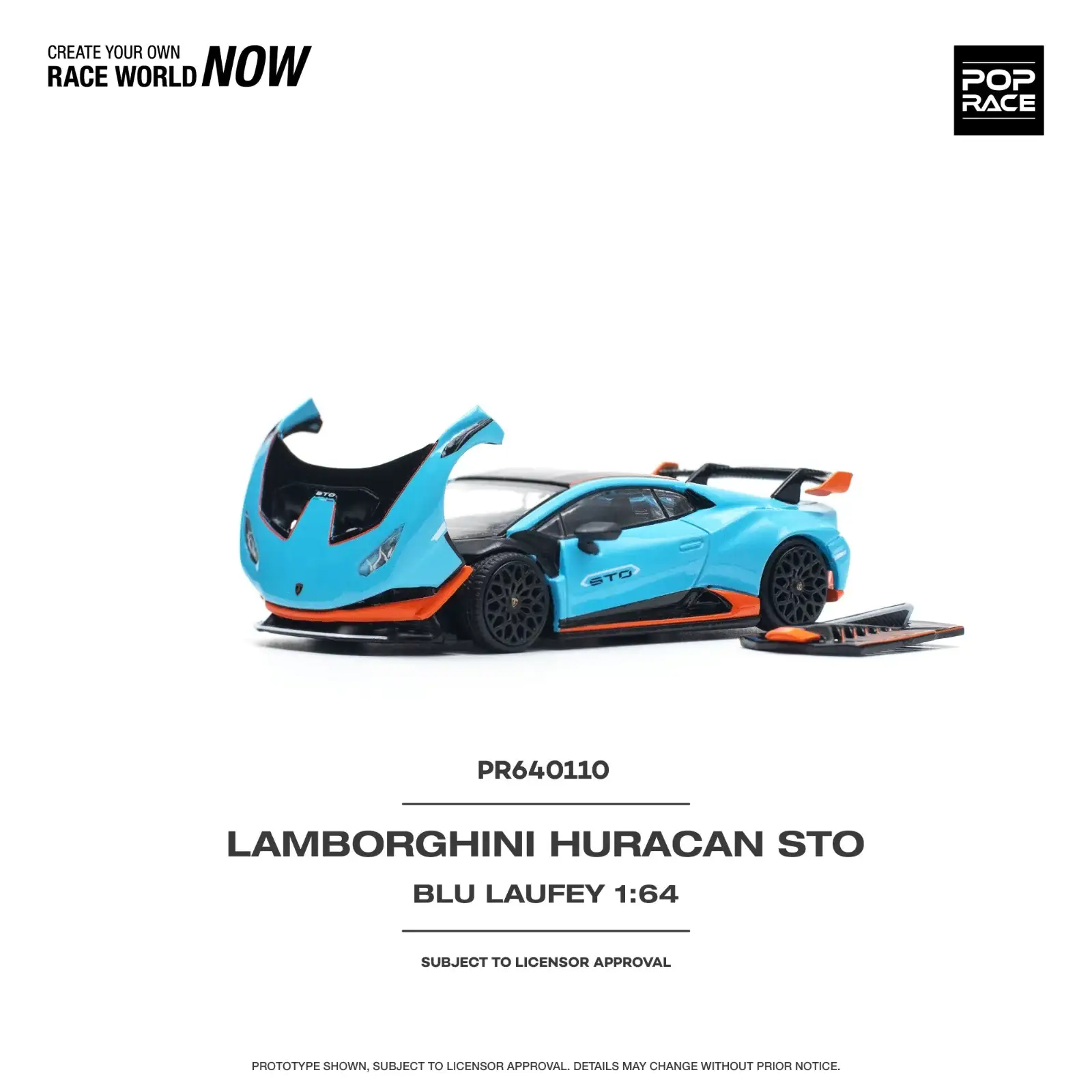 Pop Race 1/64 LAMBORGHINI HURACÁN STO BLU LAUFEY/ARANCIO XANTO - Image 2
