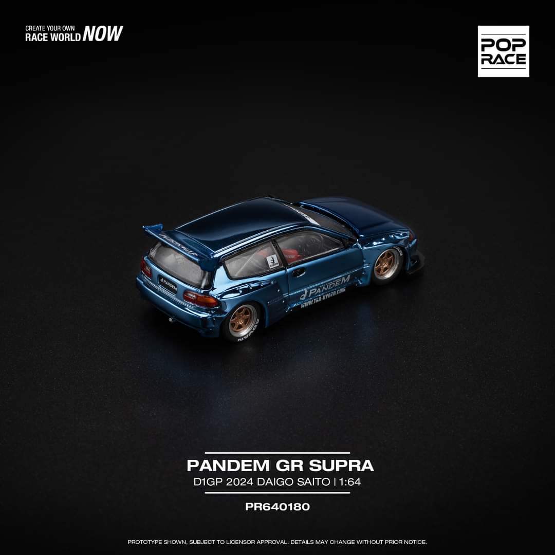Pop Race 1/64 PANDEM CIVIC EG6 - BLUE CHROME - Image 2